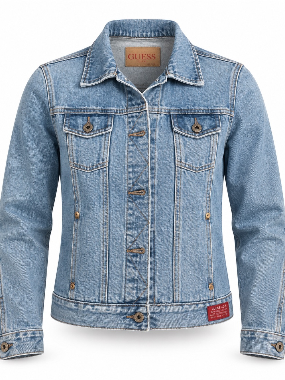 GUC Sz M Vintage GUESS Light Blue Denim Jacket